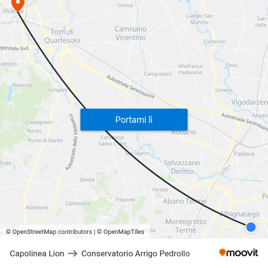Capolinea Lion to Conservatorio Arrigo Pedrollo map