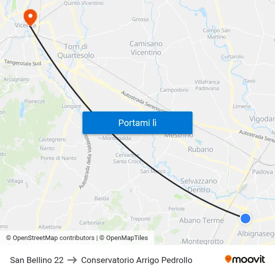 San Bellino 22 to Conservatorio Arrigo Pedrollo map