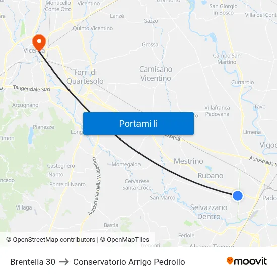 Brentella 30 to Conservatorio Arrigo Pedrollo map