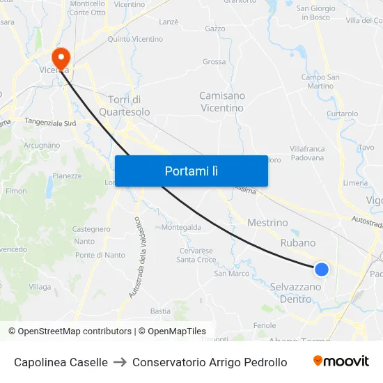 Capolinea Caselle to Conservatorio Arrigo Pedrollo map