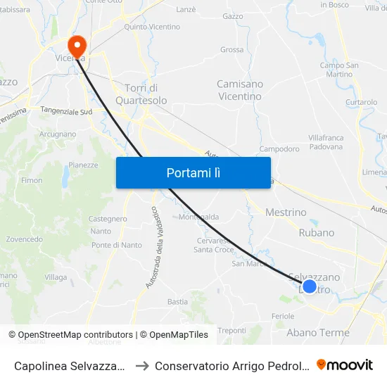 Capolinea Selvazzano to Conservatorio Arrigo Pedrollo map