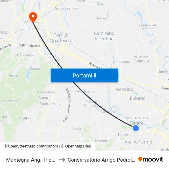 Mantegna Ang. Tripoli to Conservatorio Arrigo Pedrollo map
