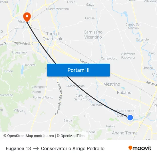 Euganea 13 to Conservatorio Arrigo Pedrollo map