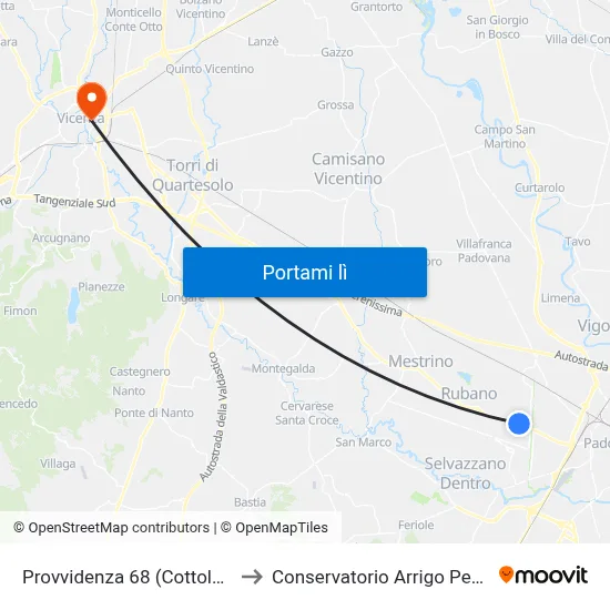 Provvidenza 68 (Cottolengo) to Conservatorio Arrigo Pedrollo map