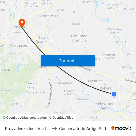 Provvidenza Incr. Via Lazio to Conservatorio Arrigo Pedrollo map