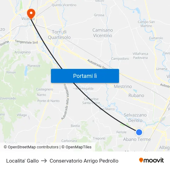 Localita' Gallo to Conservatorio Arrigo Pedrollo map