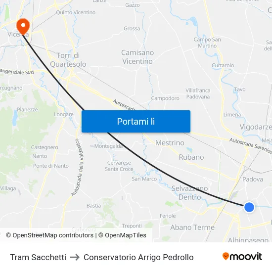Tram Sacchetti to Conservatorio Arrigo Pedrollo map