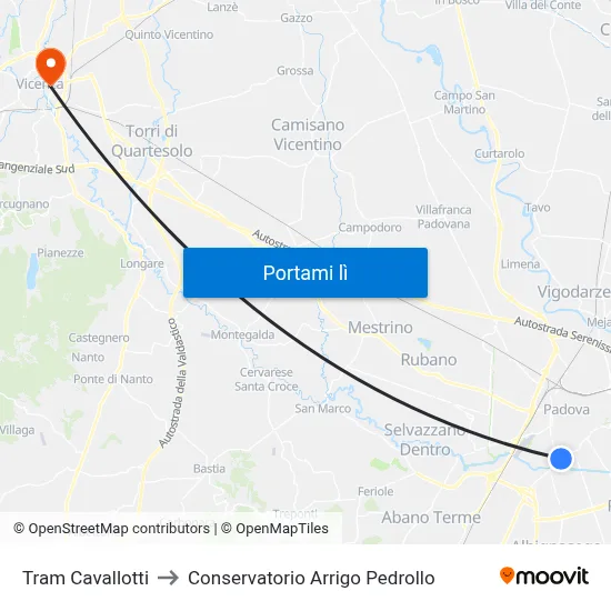 Tram Cavallotti to Conservatorio Arrigo Pedrollo map
