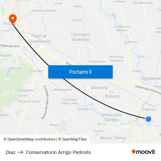 Diaz to Conservatorio Arrigo Pedrollo map