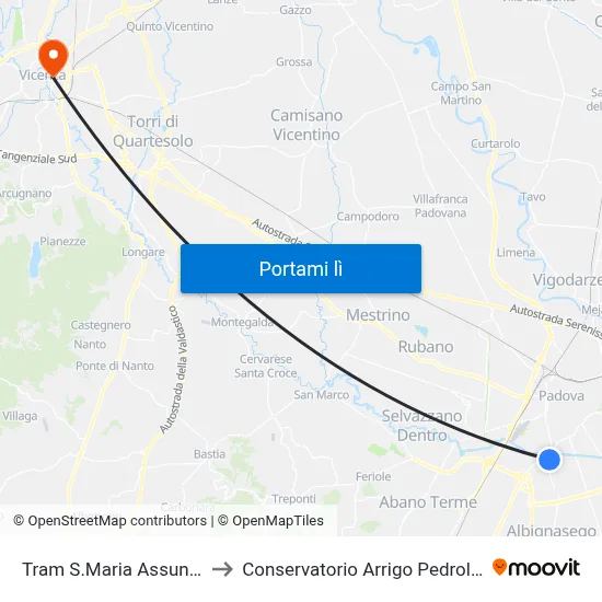 Tram S.Maria Assunta to Conservatorio Arrigo Pedrollo map