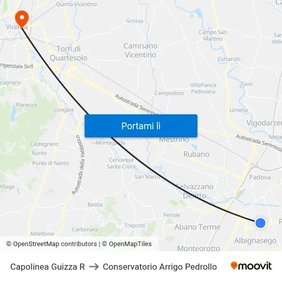 Capolinea Guizza R to Conservatorio Arrigo Pedrollo map
