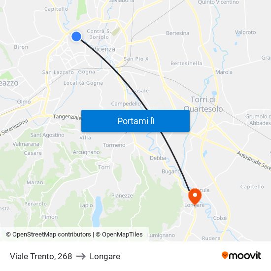 Viale Trento, 268 to Longare map