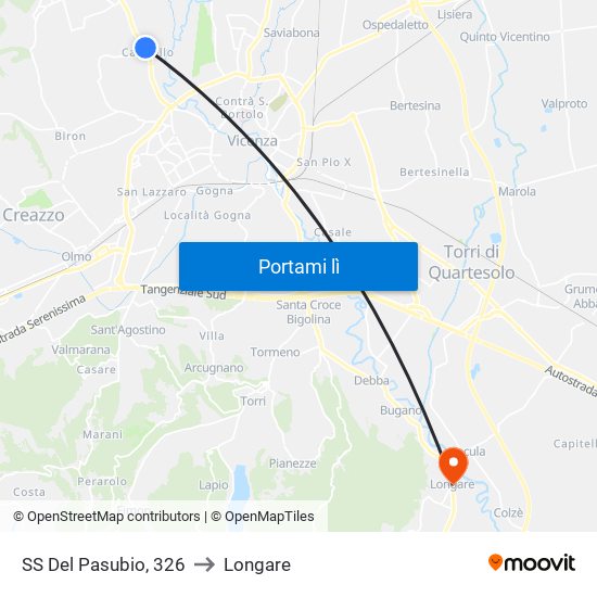 SS Del Pasubio, 326 to Longare map