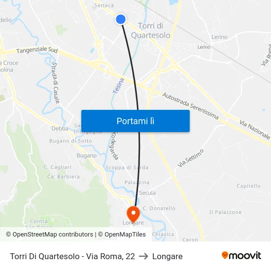 Torri Di Quartesolo - Via Roma, 22 to Longare map