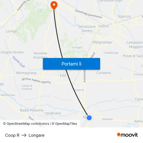 Coop R to Longare map