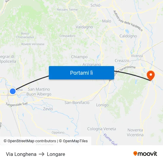 Via Longhena to Longare map