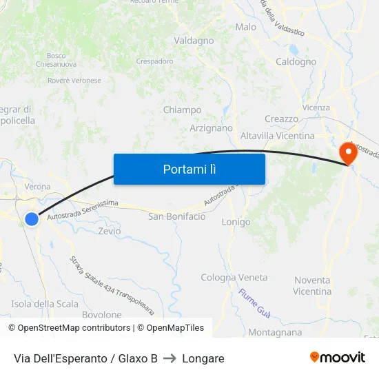 Via Dell'Esperanto / Glaxo B to Longare map