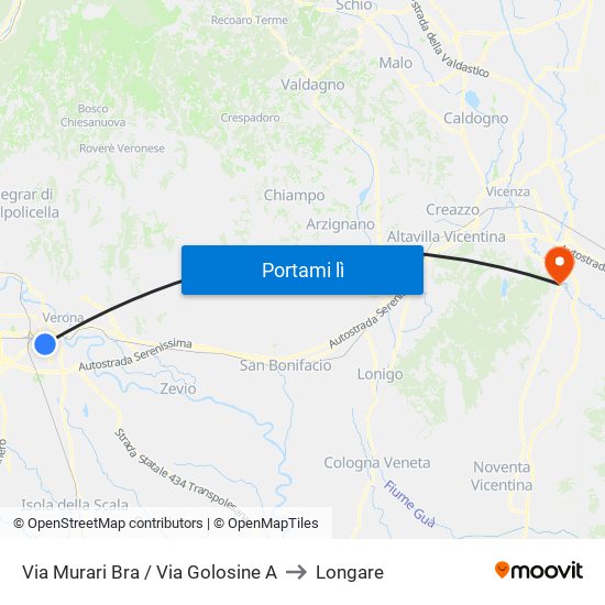 Via Murari Bra / Via Golosine A to Longare map