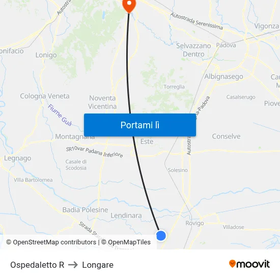 Ospedaletto R to Longare map