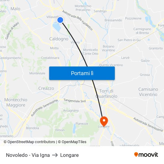 Novoledo - Via Igna to Longare map