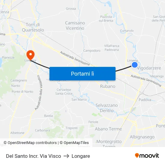 Del Santo Incr. Via Visco to Longare map