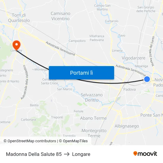 Madonna Della Salute 85 to Longare map