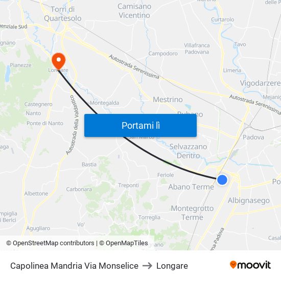 Capolinea Mandria Via Monselice to Longare map