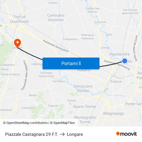 Piazzale Castagnara 29  F.T. to Longare map