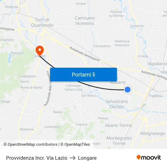 Provvidenza Incr. Via Lazio to Longare map