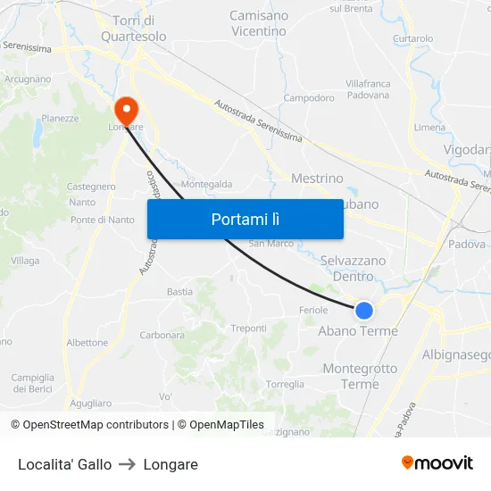 Localita' Gallo to Longare map