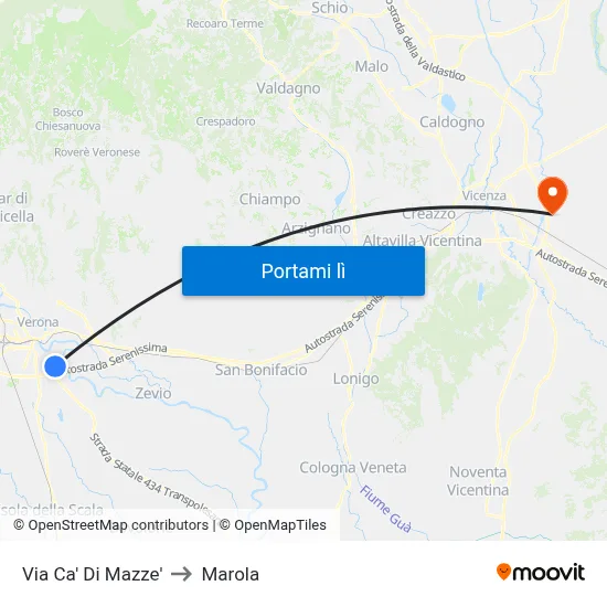 Via Ca' Di Mazze' to Marola map