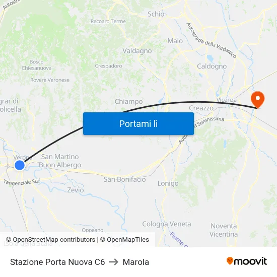 Stazione Porta Nuova C6 to Marola map