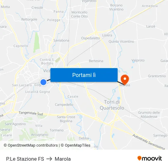 P.Le Stazione FS to Marola map