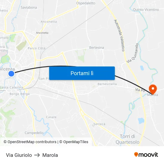 Via Giuriolo to Marola map