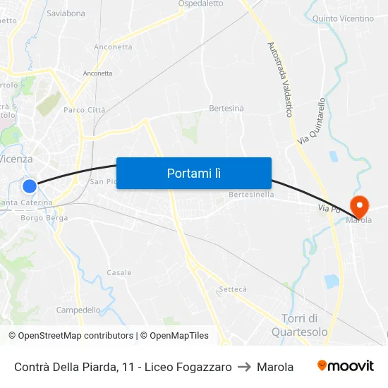 Contrà Della Piarda, 11 - Liceo Fogazzaro to Marola map