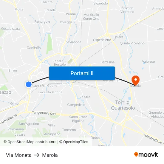 Via Moneta to Marola map