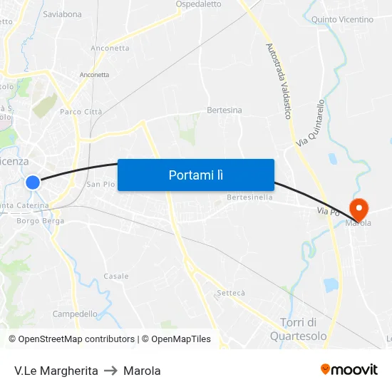 V.Le Margherita to Marola map