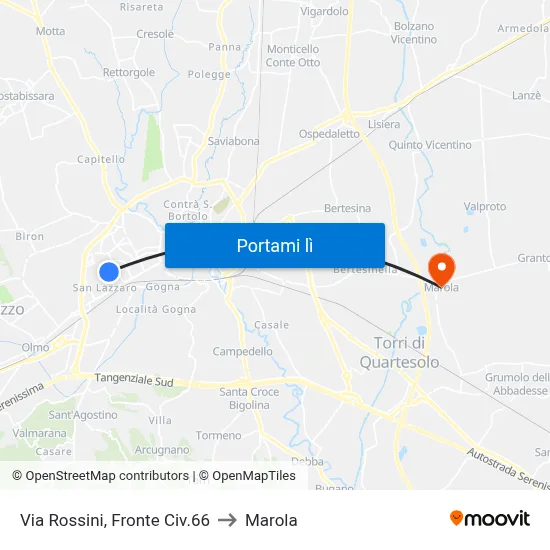 Via Rossini, Fronte Civ.66 to Marola map