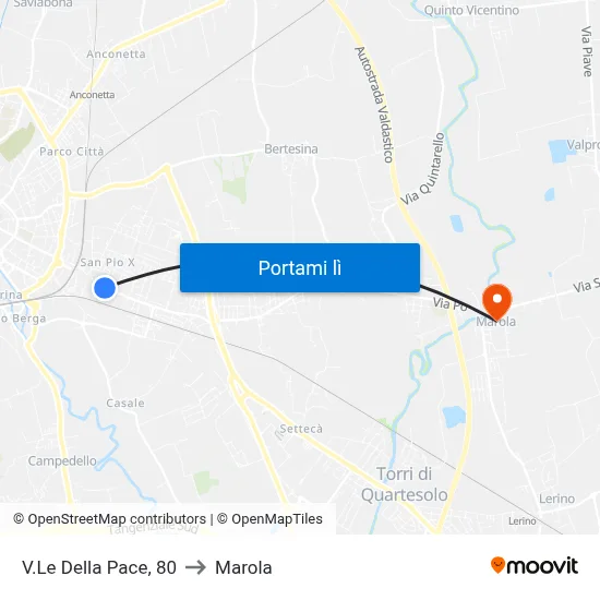 V.Le Della Pace, 80 to Marola map