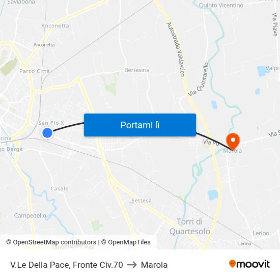 V.Le Della Pace, Fronte Civ.70 to Marola map