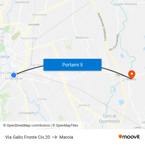 Via Gallo Fronte Civ.20 to Marola map