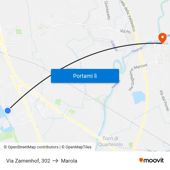 Via Zamenhof, 302 to Marola map