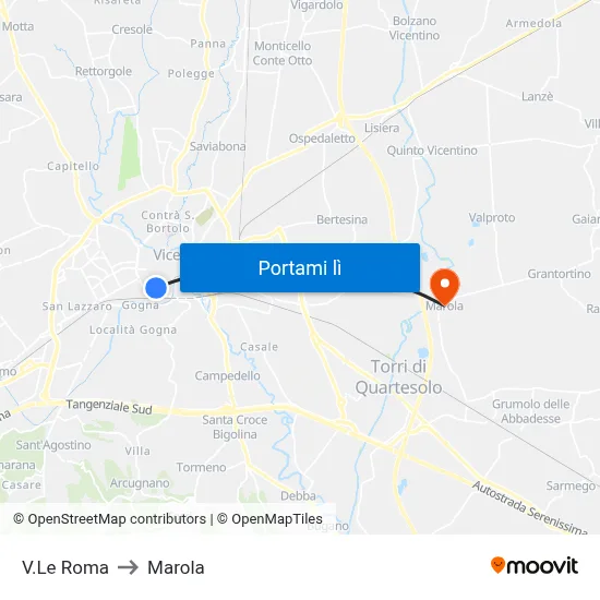 V.Le Roma to Marola map