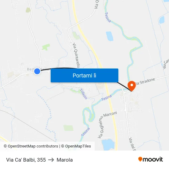 Via Ca' Balbi, 355 to Marola map