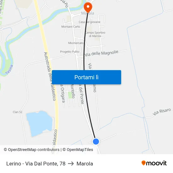 Lerino - Via Dal Ponte, 78 to Marola map