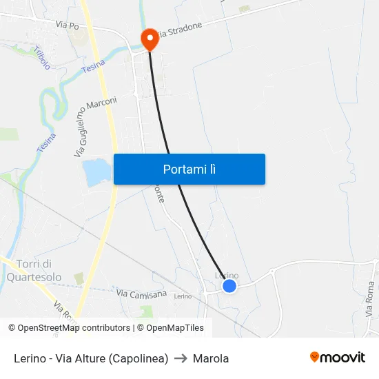 Lerino - Via Alture (Capolinea) to Marola map