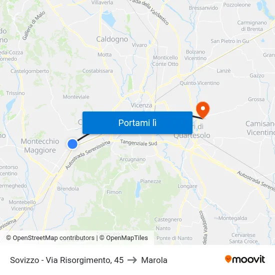 Sovizzo - Via Risorgimento, 45 to Marola map