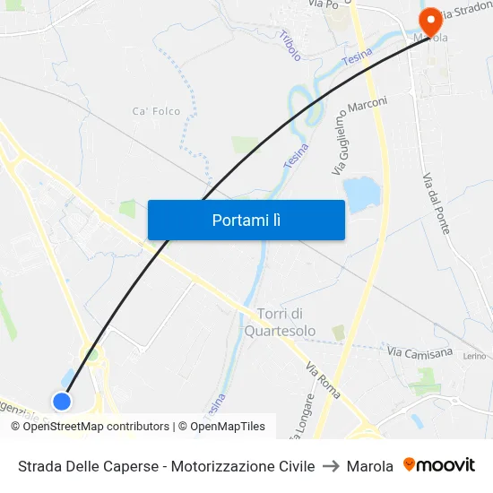 Strada Delle Caperse - Motorizzazione Civile to Marola map