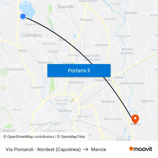 Via Pomaroli - Nordest (Capolinea) to Marola map