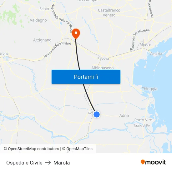 Ospedale Civile to Marola map